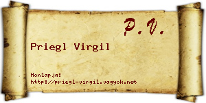 Priegl Virgil névjegykártya